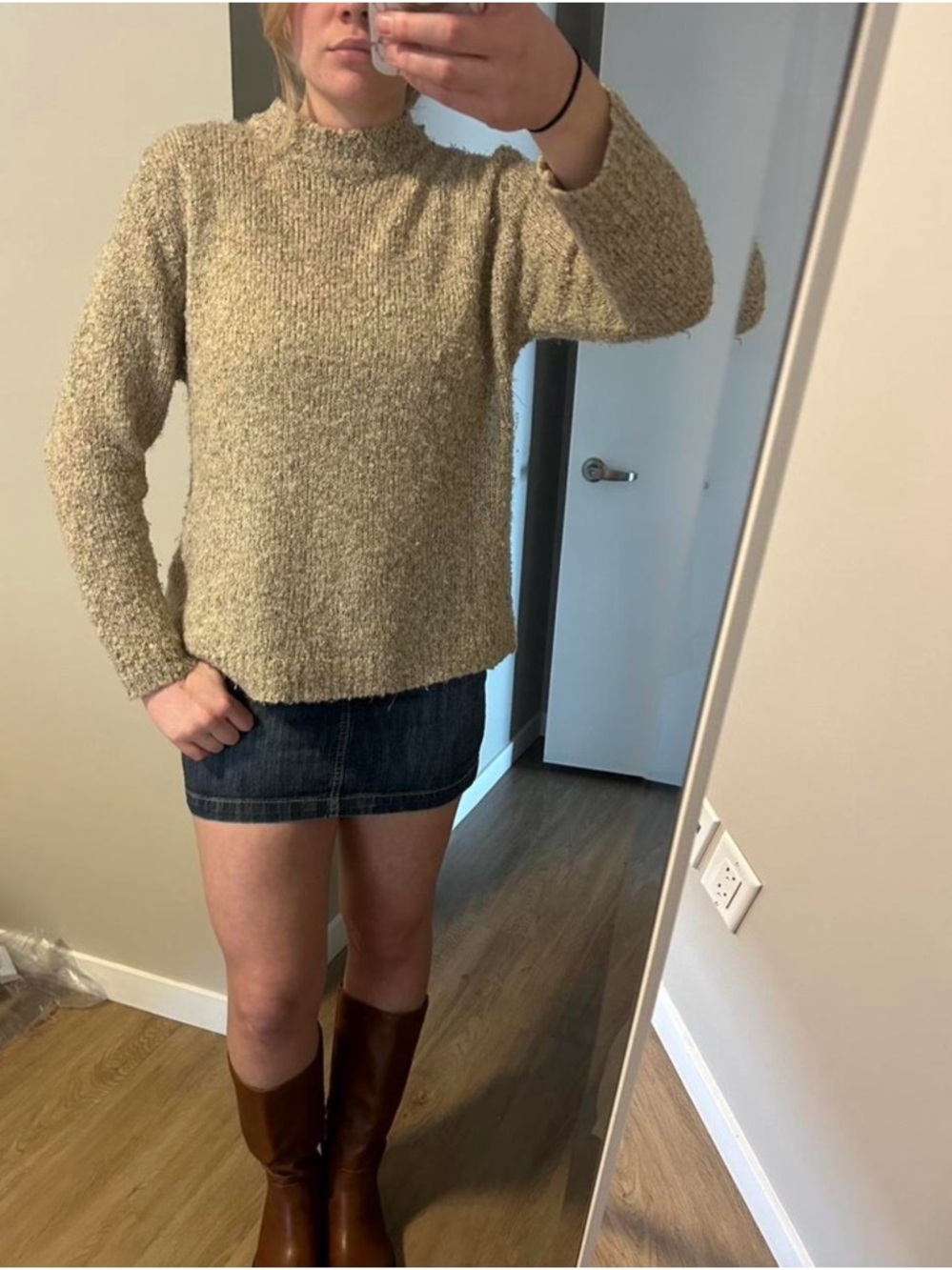 Cozy Mock Neck Bouclé Sweater - Cream
